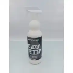 After Shine er en klar-til-bruk blanding av silikoneemulsjoner som er designet for &aring; beskytte kj&oslash;ret&oslash;yet ditt.<br />
<br />
Fortrenger vann<br />
T&oslash;rker sykkelen for deg<br />
T&oslash;rker jevnt<br />
Ingen behov for polering<br />
Kan brukes som hurtigpolish<br />
P&aring;f&oslash;r p&aring; en ren, t&oslash;rr overflate, og poler deretter til en finish<br />
Etterlater h&oslash;yglans-finish<br />
Beskytter mot elementene<br />
Biologisk nedbrytbar + resirkulerbar<br />
Ikke testet p&aring; dyr<br />
<br />
Bruksomr&aring;der:<br />
Vannscooter/<br />
Motocross / elsykler<br />
Motorsykler<br />
Sykler / terrengsykler<br />
Firehjulinger / ATV-er<br />
<br />
Annet:<br />
Kan fortynnes for matt finish<br />
Mikrofilm-beskyttelse<br />
&laquo;Ny sykkel p&aring; flaske!&raquo;