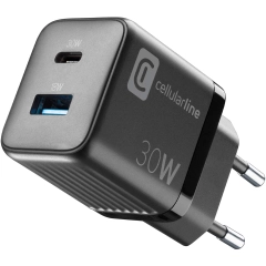 Cellularline USB-C & USB-A lader 220V m/2 porter 30W+18W